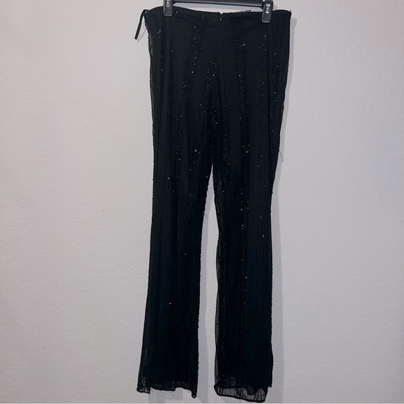 Vintage Laurence Kazar sequin embellished black wide leg pants - Picture 3 of 5